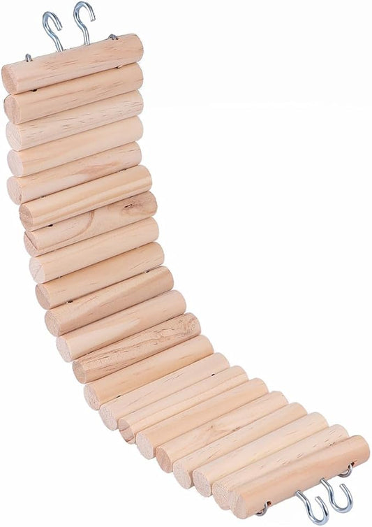 Luxshiny Wooden Hamster Ladder with Hook, Hanging Climbing Bridge 7.5x30cm for Small Pets and Birds Cage Accessories