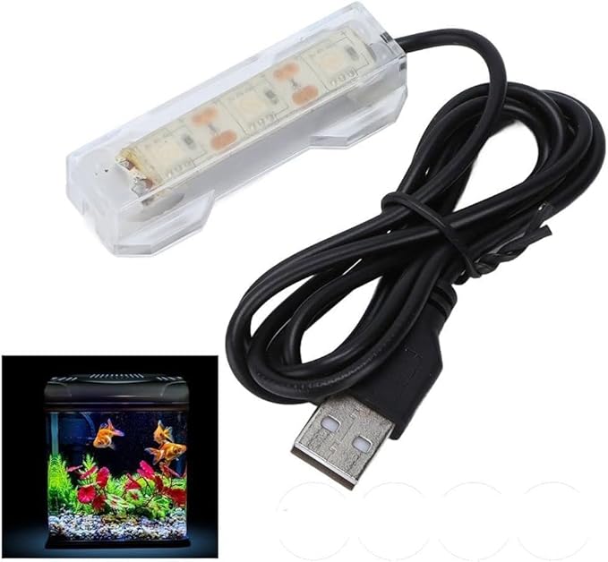 Small Aquarium Led Light, Multicolor Led Fish Tank Light for Freshwater Plants Aquarium Accessories Fish and Aquatic Pets (Blue Light)