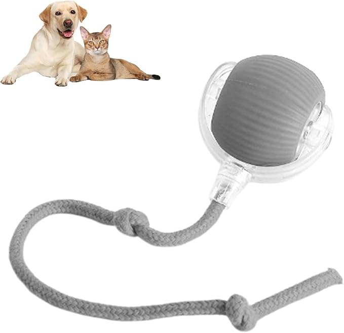 2025 New Interactive Dog Cat Toys Balls, Rolling Ball for Dogs, 360° Smart Automatic Rolling Pet Ball, Electric Dog Balls Toy, Fast Moving, for Indoor Cat and Dogs (Gray)