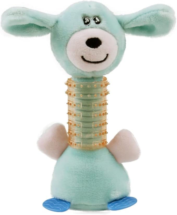 212 Main Totty-Chew Plush & Rubber Squeaking Newborn Teething Cat & Dog Toy Blue