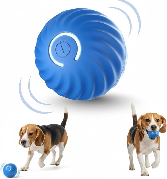 Interactive Pet Toy Ball - Smart Rolling Ball for Dogs & Cats, Moving Vibrating Electric Dog Ball Toy, Perfect for Small Pets, Puppy Toys for Enrichment and Fun, 2.6 Inch Diameter, Blue