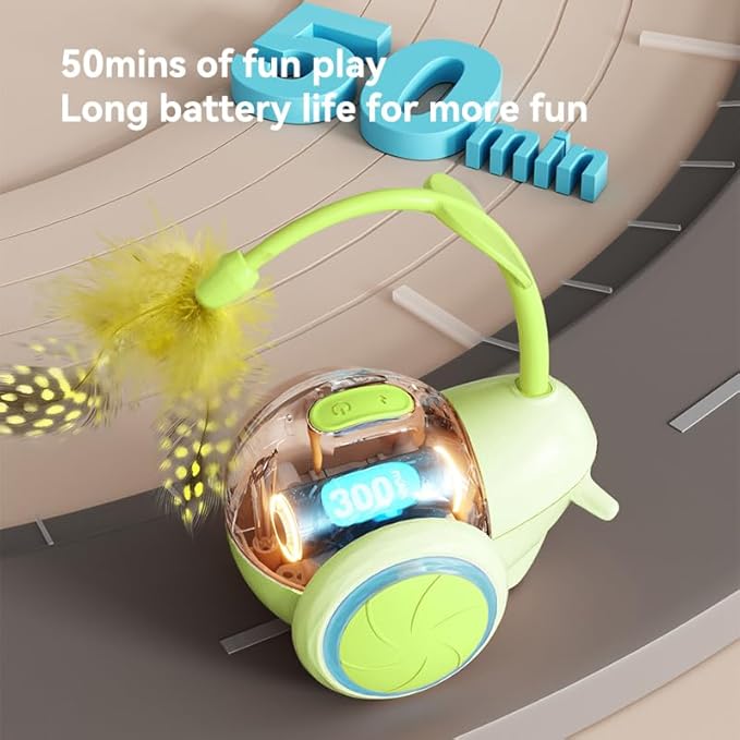 Pawingcat Cat Toys for Bored Indoor Adult Cats,Remote Control Cat Toy with 4 Directions,LED Lights Interactive Remote Control Dog Toy (Green)