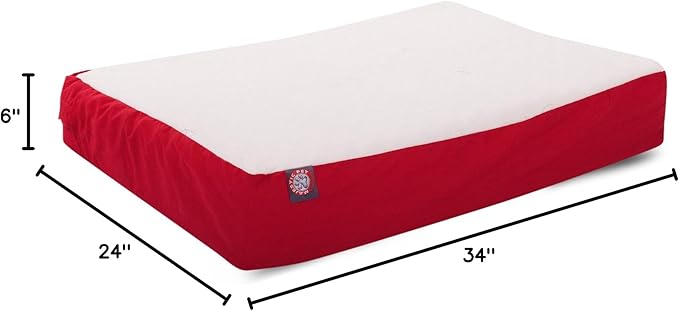 Majestic Pet 34x24x3 Inch Red Orthopedic Memory Foam Rectangle Dog Bed – Medium Size Crate Dog Bed for Dogs with Joint Pain, Arthritis – Durable Pet Mattress with Egg Crate Foam, Washable Cover