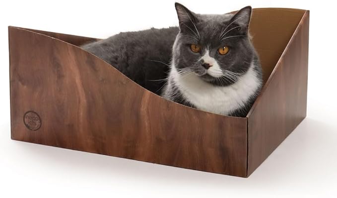 Necoichi Hideaway Cat Scratcher Box — Extra Large | Horizontal Scratch Pad + Lounger + Hideaway for Indoor Cats | 100% Recycled Cardboard, Chemical-Free