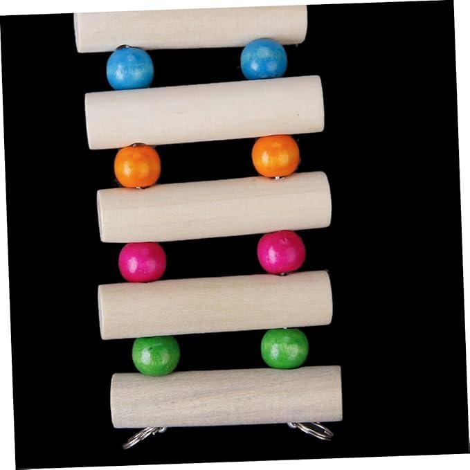 Mikikit 30cm Wooden PET Bridge Ladder Swing Toy for Parrots Birds and Small Animals Sturdy Climbing Accessory with Hooks for Animal Habitat