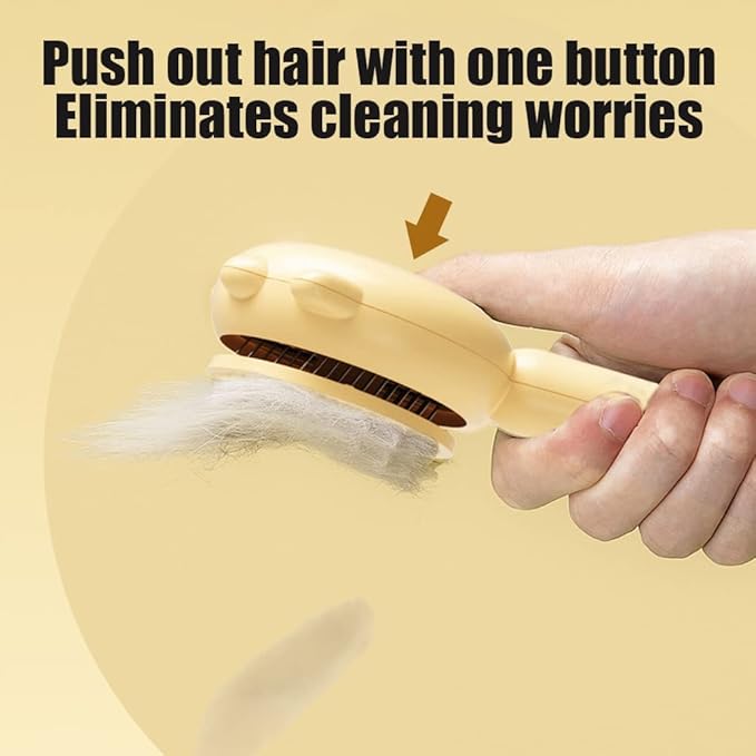 Cute Cat Ear Pet Brush – Self Cleaning Grooming Tool for Cats & Dogs – Light Purple