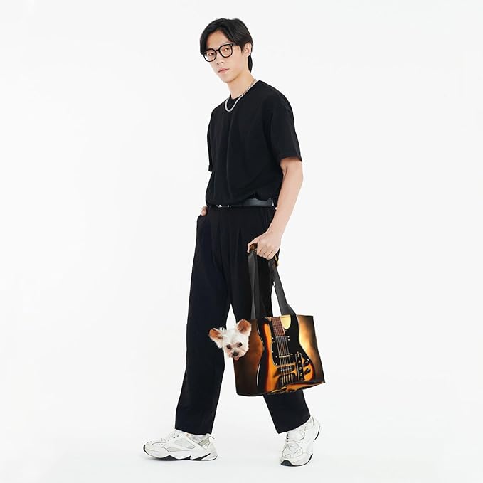 Foldable Pet Carrier Sling - Waterproof Small Dog & Cat Travel Instrumental Guitar Tote with Safety Hook for Hiking