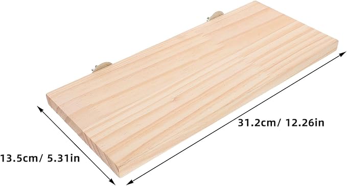 Abaodam Wooden Bird Perch Platform Stand for Parrot and Small Pets, Rectangular Cage Accessory with Paw Grinding Surface, 1pcs Suitable for Hamster, Chinchilla, Squirrel Habitat