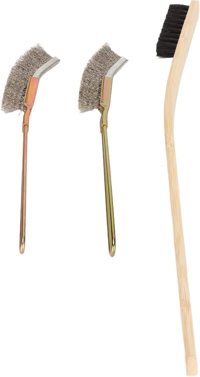 3Pcs Bird Cage Brush, Long Handle Cleaning Bamboo Stainless Brush, Pet Birdcages Steel Medium Hardness Tool Accessories for Small Animal