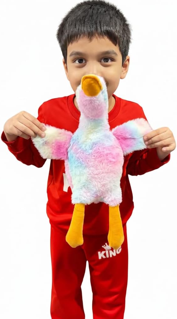 Colorful Duck Plush Toy for Dogs and Cats, 50cm Soft Anxiety Relief Pet Companion, Rainbow Multicolor
