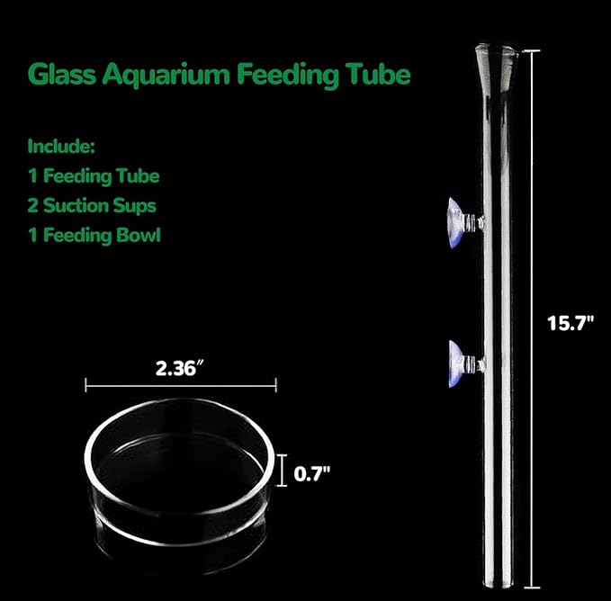 Mipukbay Glass Aquarium Feeder Set - 15.7 Inch Shrimp Feeding Tube & Dish for Fish, Shrimp, and Bottom-Dwelling Aquatic Pets‌