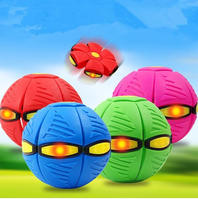 Magic Ball Toy for Pets – Interactive LED Bouncing Ball with 6 Lights and pop-up Flying Saucer Action. Fun Indoor/Outdoor Play for Dogs, Cats, and Kids (Blue)