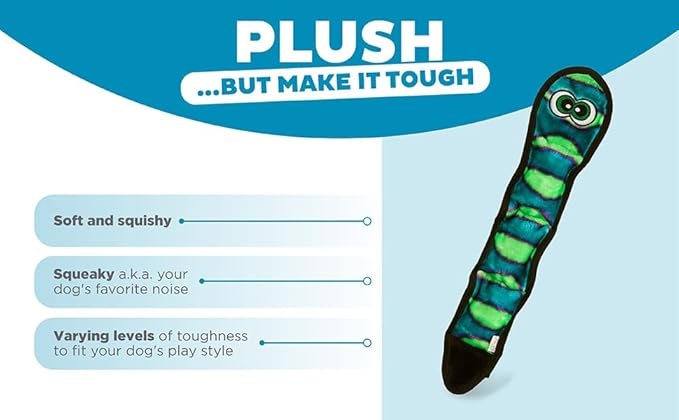 Outward Hound Invincibles 3 Squeak Sneak, Blue, Durable Dog Toy for Aggressive Chewers