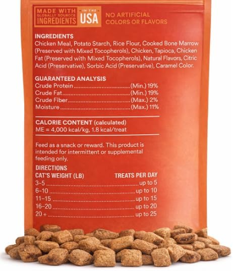 Chicken Cat Treats Crunchy Soft Filled Bites - Healthy Training Treats Indoor Cats Kittens Senior - Low Calorie Cat Snacks Food Topper No Artificial Flavors Wheat Soy Free All Breeds Made in USA 16oz