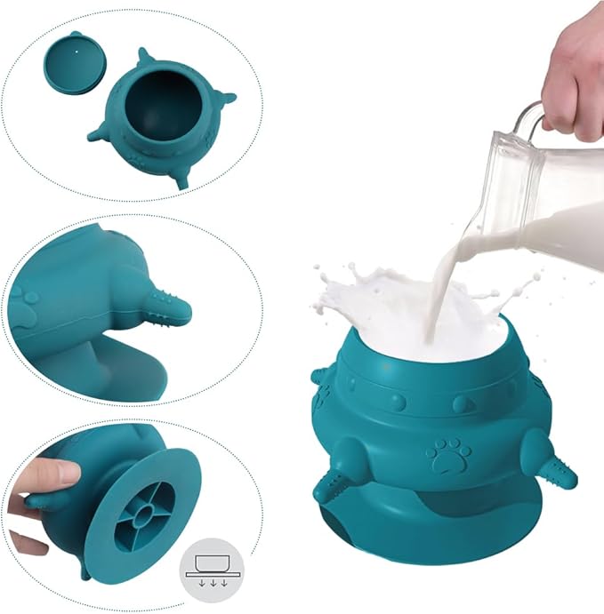 Puppy Milk Feeders for Multiple Puppies Kitten Feeding Bowl with 4 Nipples Silicone Nursing Bottle 235ml Food Water Feeding Station for Small Pets