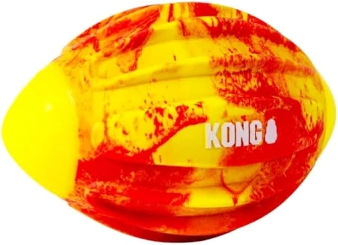 KONG Sport FlexBall – Durable, Bouncy Fetch Toy with Squeaker & Easy-Grip Ridges for Dogs (Medium (Football))