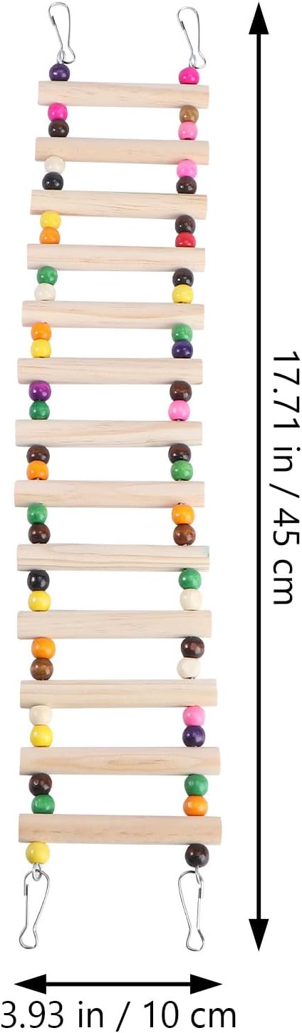Kisangel Hamster Climbing Ladder Wooden Pet Playing Small Animal Climbing Accessory for Bird Cage and Hamster Cage
