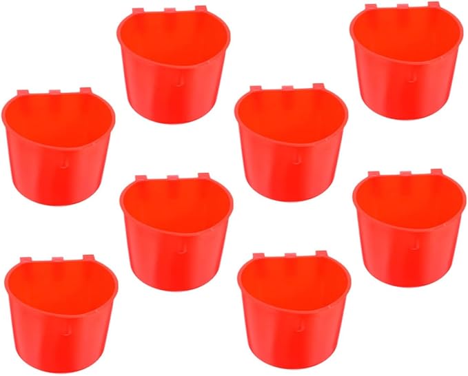 BESPORTBLE 8pcs Hanging Bird Cage Feeding Cups and Rabbit Water Bowls, Thickened Plastic Pet Feeding Bowls 8.3x8.3x6cm for Small Animals, Chicken Coop Feeder Accessories