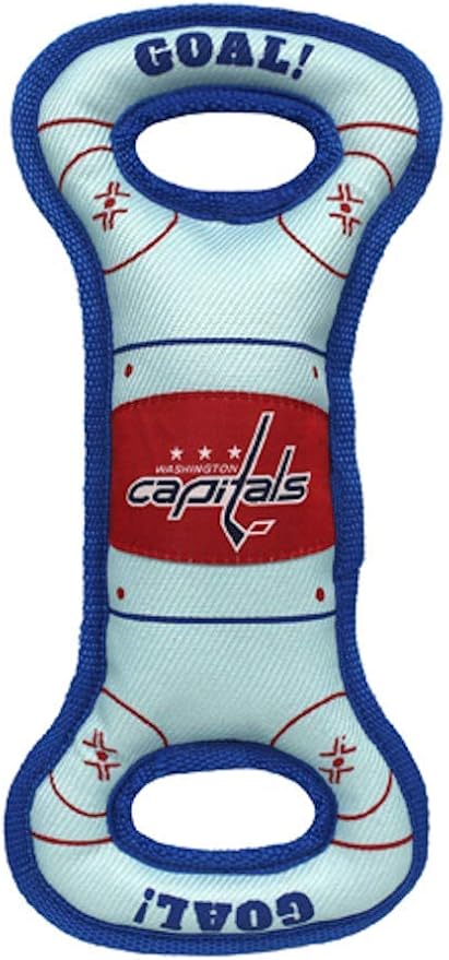 Pets First NHL Washington Capitals Hockey Field Dog Tug Fetch Squeak Chew Toy, Team Color, one Size (CAP-3030)