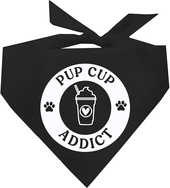 Pup Cup Addict Pupuccino Dog Bandana (Black, OS 1106)