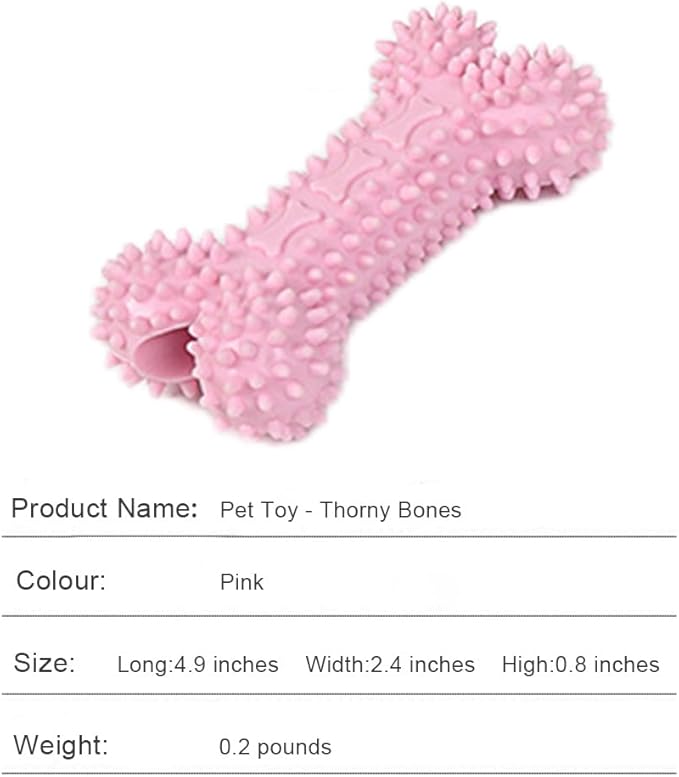 Pet Toys with Bone Shapes, Grinding Teeth Sticks, Cat and Dog Supplies, Stress Relieving Toys (Pink)