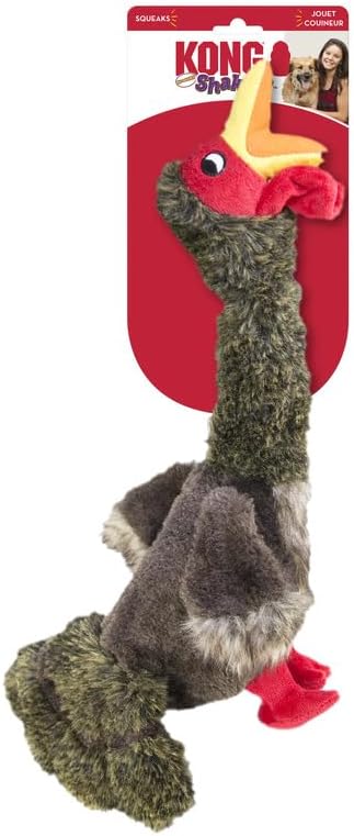 Kong Shakers Honkers Turkey – Large Plush Squeaky Dog Toy – Durable, Low-Tone Squeaker for Extended Play