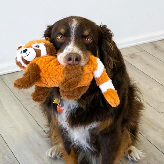 KONG Scampers Wildlife Plush Dog Toys – Variety 3-Pack Bundle (Red Panda, Lion, Lemur) – Soft & Durable with Low-Tone Squeaker – Great for Medium & Large Dogs