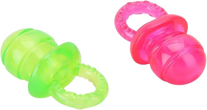 Puppy Pacifier for Small Dogs, 2 PCS Dog Pacifier, Pet Puppy Molar Chewing Training Toys Bite Resistant Rubber Clean Teeth Tools (Red Green) (1)