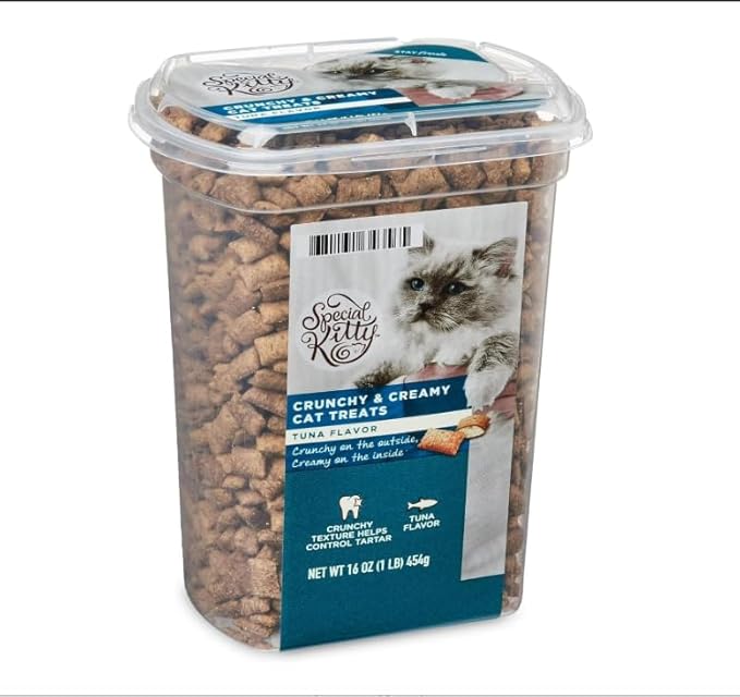 Crunchy & Creamy Tuna Flavor Cat Treats ~ 16 Oz ~ Formulated to Meet The Nutritional Standards for All Life Stages, Helps Clean Teeth and Prevent Tartar Buildup ~ (1 Pack)