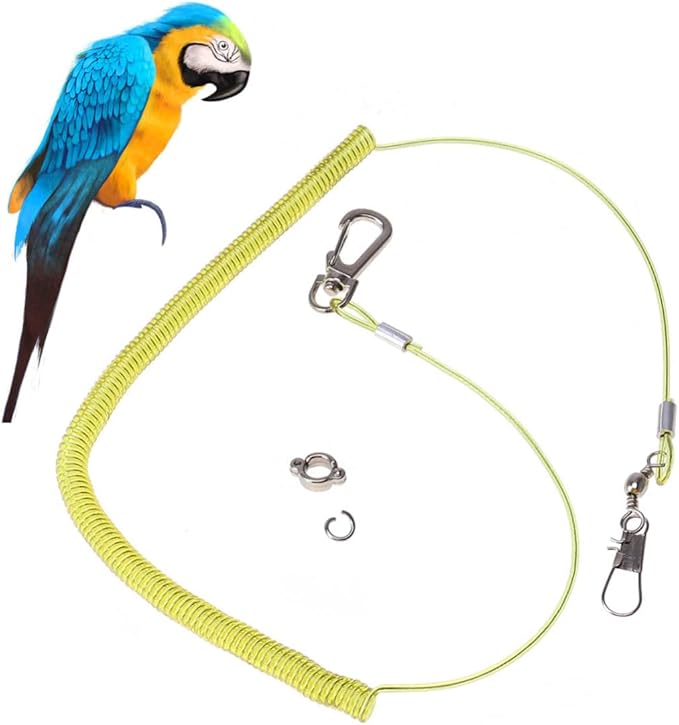 ORFOFE 3m Elastic Parrot Leash Training Rope Bird Harness for Outdoor Activities Bird Cage Accessory Strong Wire for Parrot Conure Random Color