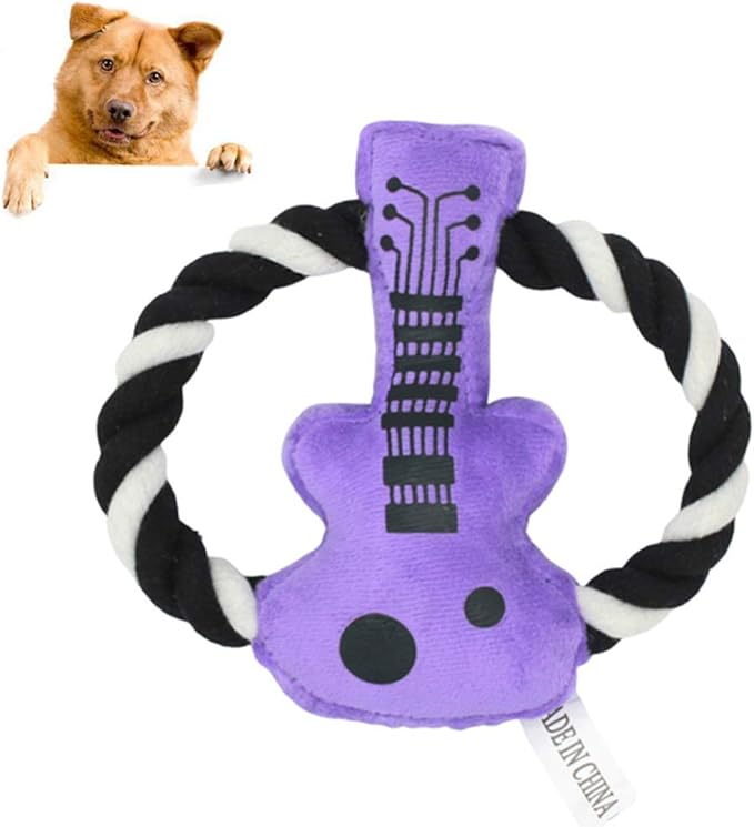 Cotton Rope Plush Guitar Squeaky Bite Toy for Dog Cat