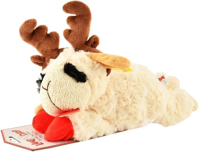 Multipet Holiday Lambchop with Antlers, 6 in, White