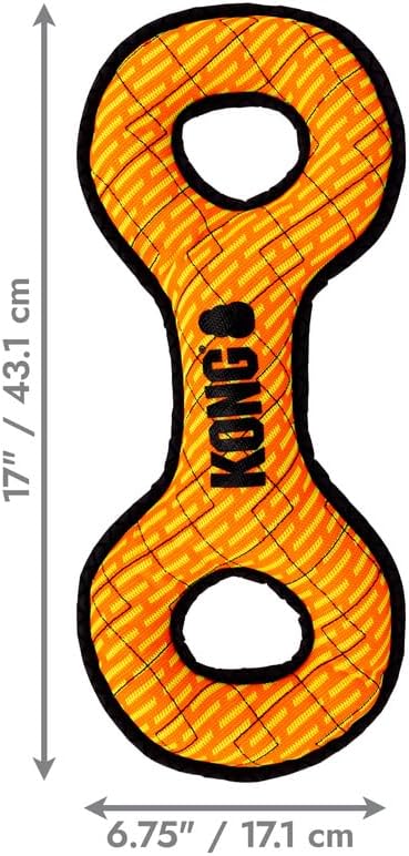 KONG Armor Bone Dog Toy – Medium – Durable Triple-Layered Fabric with Reflective Trim & Squeaker – Assorted Colors – Ideal for Chewing, Fetching & Tugging (Double Tug, Large)
