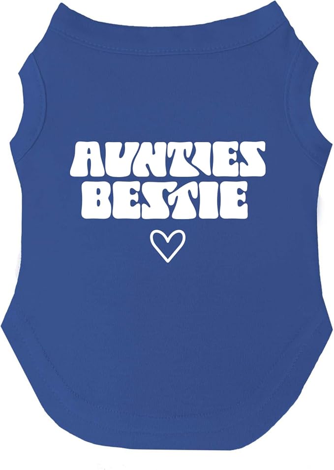 Aunties Bestie Dog Tee Shirt | Sleeveless Breeds | Mother's Day | Aunt Gift | Best Auntie & Sister | Valentine's Day |Royal Blue, X-Large 1360