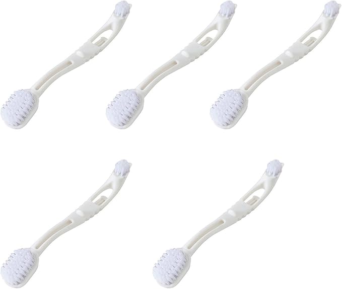 TopHomer 5 Pcs Bird Cage Cleaner with Two Brush Heads, Bird Cages Brushes Long Handle Tool for Cleaning Birds Parrot Cages Pet Supply Cage Accessory (Beige)