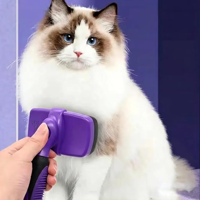 Volpe Cat Brush, Dog Brush, Cat Brushes for Indoor Cats, Easy to Clean, Dog Brush for Shedding, Dog Hair Remover, Deshedding Fur Removal,Purple