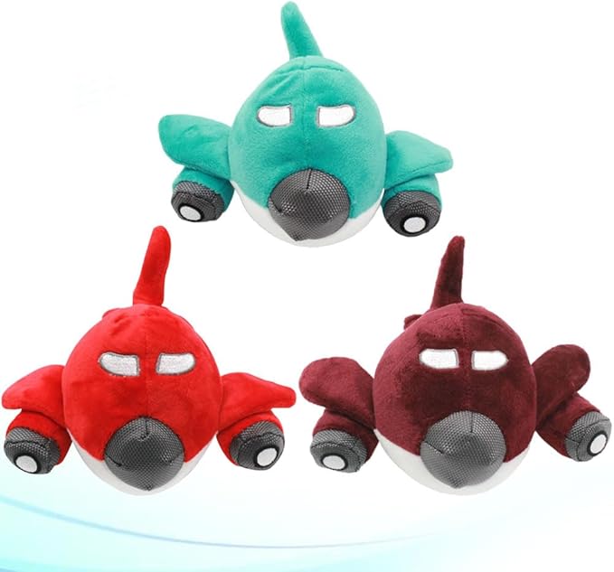 Angoily Plane Shape Squeaky Dog Chew Toy 7.87 Inch Interactive Pet Toy for Teeth Cleaning Bite Resistant Sound Playing Durable Chew for Dogs and Cats