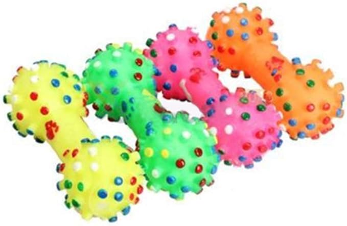 Soft Small Rubber Bone Pet Dog Puppy Cat Toys–Pet Chew Toy Squeaky Colorful Dot Toy for Puppy Games