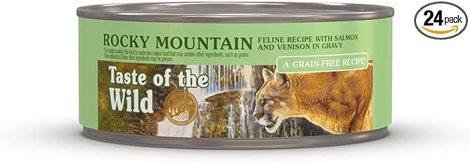 Taste of the Wild Rocky Mountain Feline Recipe with Salmon & Venison in Gravy Canned Cat Food, 3-oz can, Case of 24