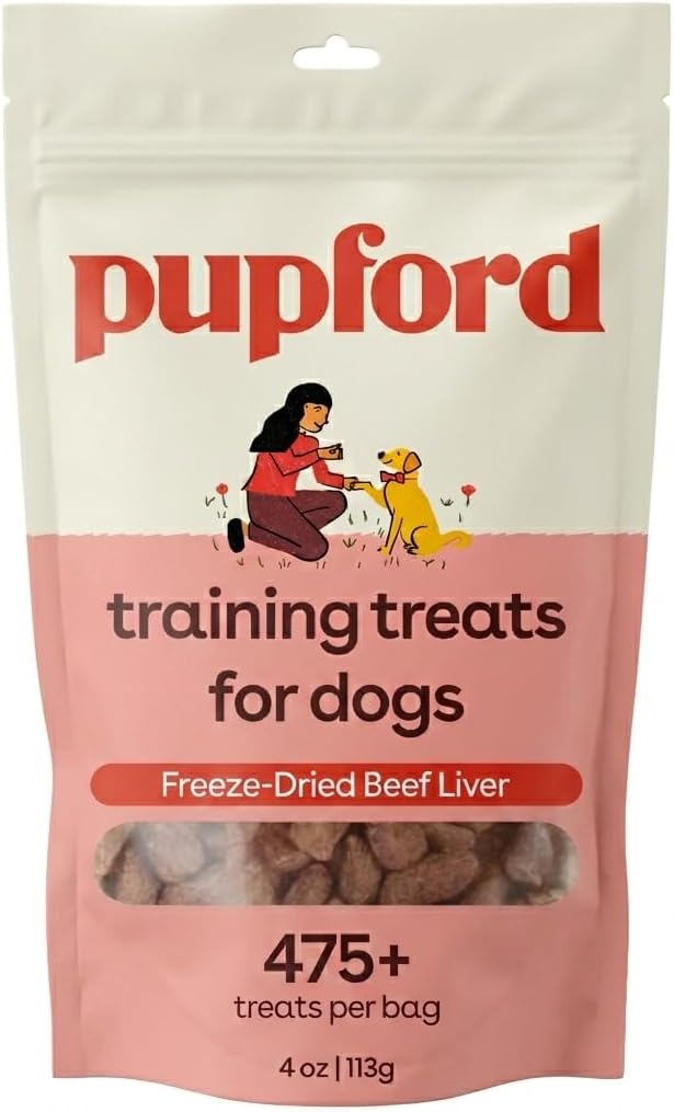 Pupford Freeze Dried Training Treats for Dogs & Puppies, 475+ Three Ingredient Bites (Beef Liver, 4 oz)
