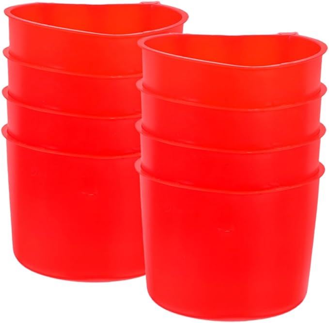 Mikikit 8pcs Hanging Plastic Rabbit Water Bowl and Bird Cage Feeding Cup Thickened Pet Water Feeder 8.3x8.3x6cm for Small Animals and Outdoor Kennel Use
