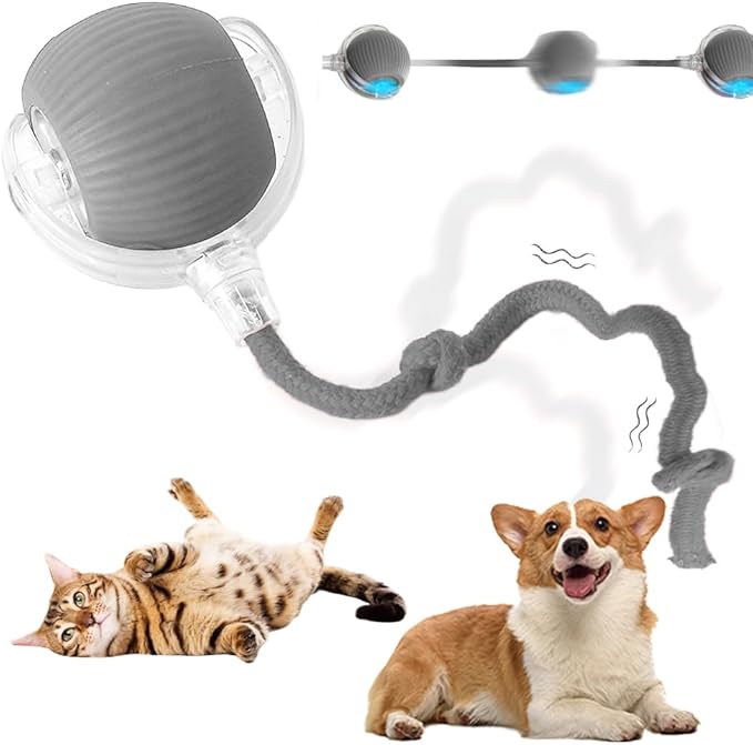 ROWPOZ Interactive Rolling Cat Dog Ball, 2025 Upgraded Automatic Dog Toy Interactive Cat Toys 360° Smart Rolling Ball Toy Electric Balls for Dog/Cat (Gray)