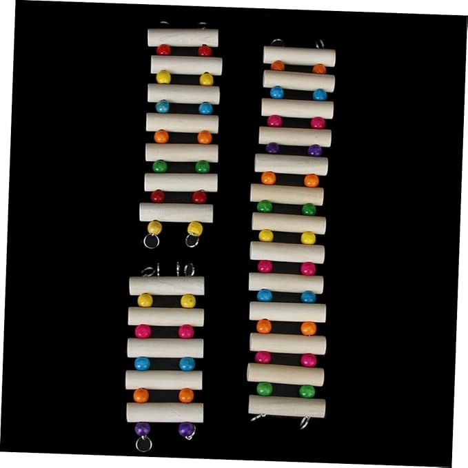 Toddmomy Wooden Parrot Swing Toy 30cm Ladder Animal Toy Bridge for Birds Squirrels Gerbils with Hooks Bird Cage Accessory for Climbing Chewing