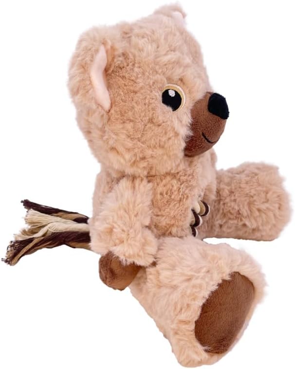 KONG Knots Teddy Bear - Knotted Rope Tummy and Tail - Soft Plush Dog Toy (Medium)