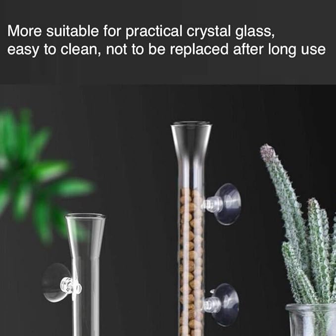 Aquarium Shrimp Feeding Tube and Dish, Clear Crystal Glass Fish Tank Shrimp Feeder Tube Tray
