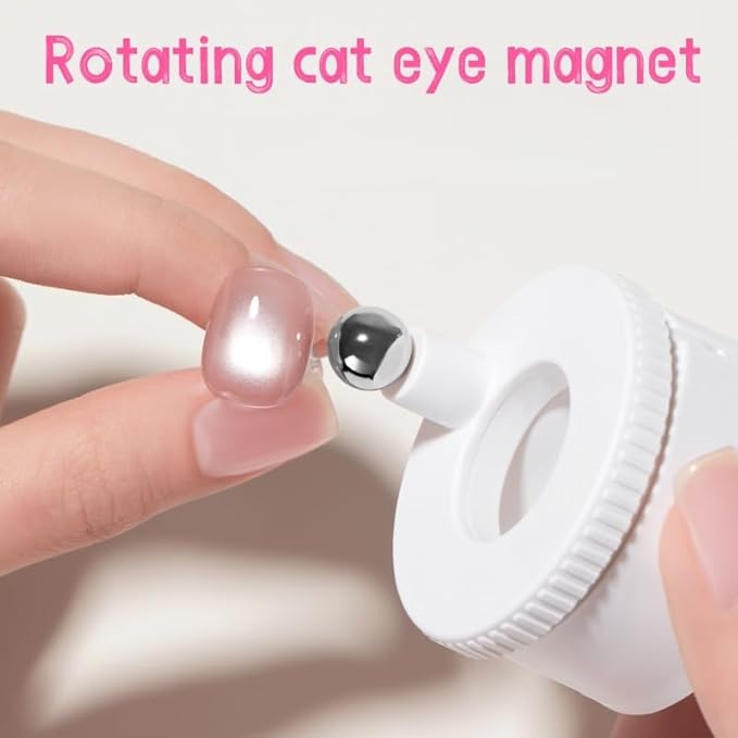 2026 New Rotating Cat Eye Magnet, Automatic Glass Bead Suction Of Cat Eye Nail, Beginner Friendly Nail Tool, Uniform Magnetic Force and Excellent Light Absorption, Creating Wide Cat Eye Effect (Pink)
