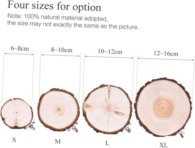 BESTonZON Round Wooden Pet Platform Stand Rack for Animals Natural Wood for Parrots Hamsters and Gerbils Bird Cage Accessory