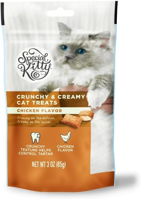 Special Kitty Crunchy & Creamy Cat Treats, Chicken Flavor, Crunchy on the Outside Creamy on the Inside, 3 Oz.