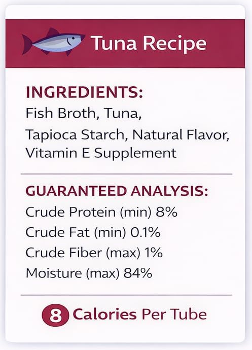 Lickable Cat Treats Squeezable Tuna Puree Tubes (12 x 0.5oz) | Grain Free Creamy Wet Treats for Picky Eaters Kittens Adults High Protein Seafood Flavor Food Topper Bonding Snack