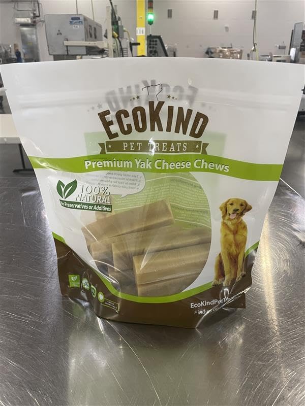 EcoKind Premium Gold Yak Cheese Himalayan Dog Chews, Dog Treats Large Breed, All Natural, High Protein, for Aggressive Chewers, Large - 8+ Chews (2 lbs)